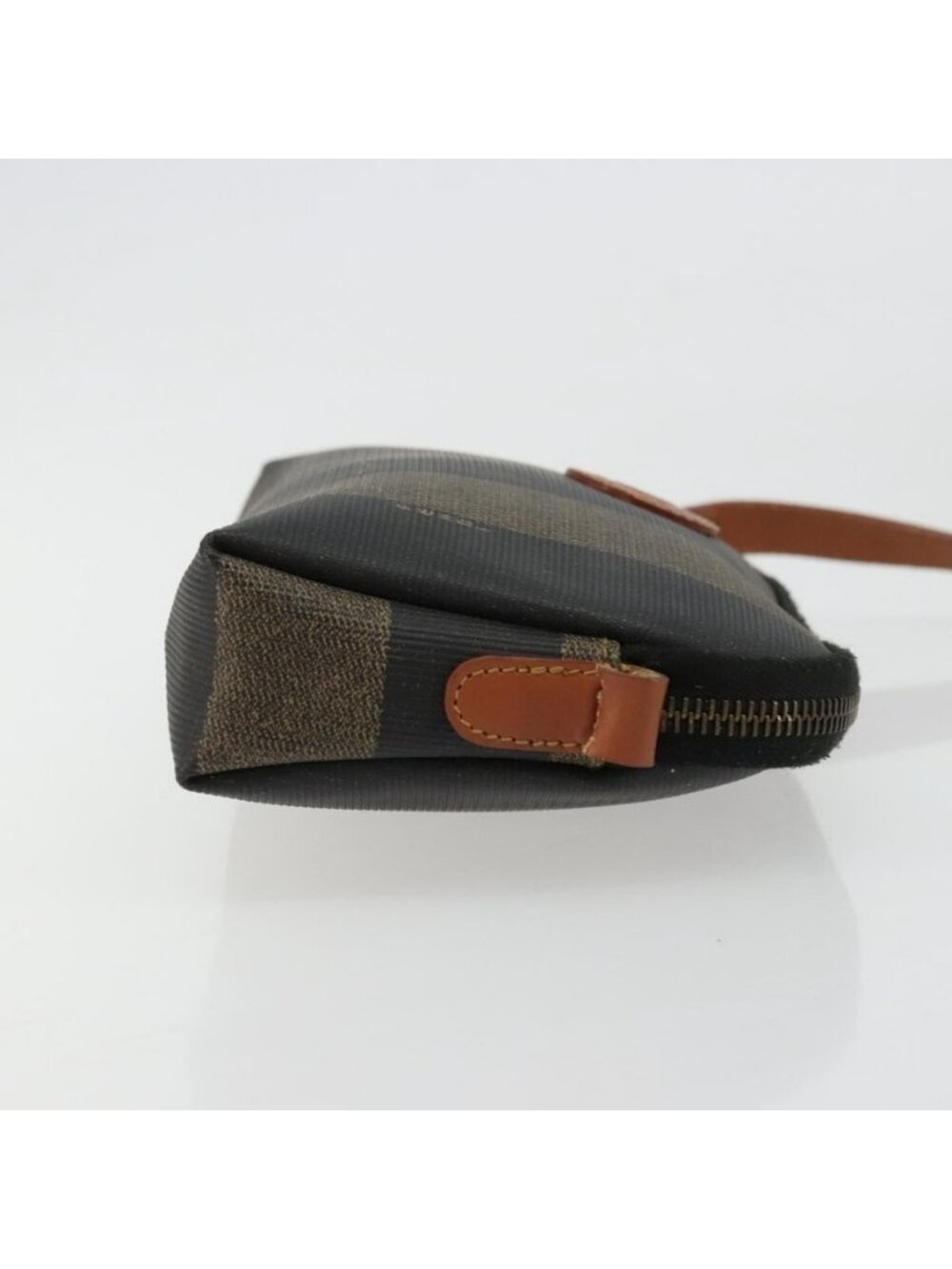 Authentic FENDI Pecan Canvas Shoulder Bag PVC Brown Black gold - Picture 11 of 16